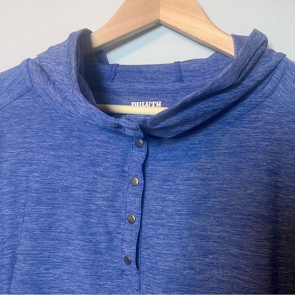 Duluth Trading Co Hooded Henley Men’s L Blue Shirt Performance Running Workout - Picture 4 of 7